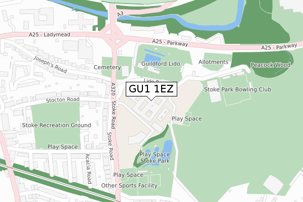 GU1 1EZ map - large scale - OS Open Zoomstack (Ordnance Survey) GU1 1EZ map - large scale - OS Open Zoomstack (Ordnance Survey)