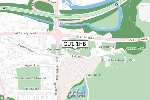 GU1 1HB map - large scale - OS Open Zoomstack (Ordnance Survey)