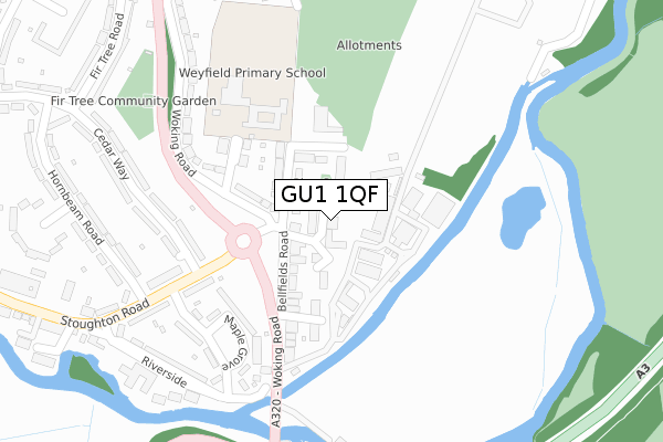 GU1 1QF map - large scale - OS Open Zoomstack (Ordnance Survey)