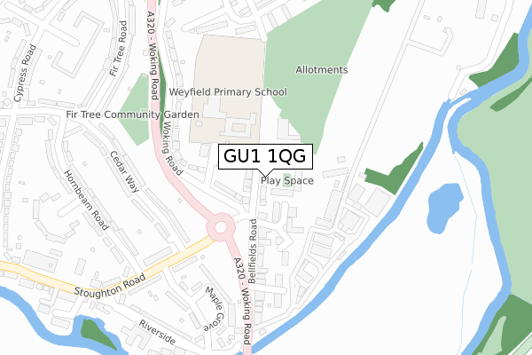 GU1 1QG map - large scale - OS Open Zoomstack (Ordnance Survey)