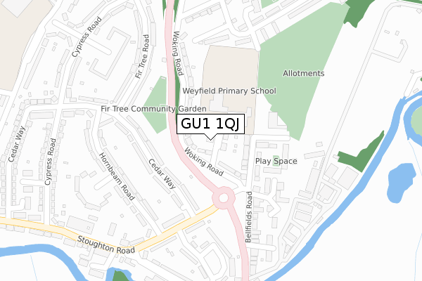 GU1 1QJ map - large scale - OS Open Zoomstack (Ordnance Survey)