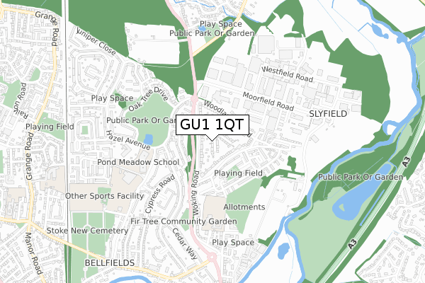 GU1 1QT map - small scale - OS Open Zoomstack (Ordnance Survey)