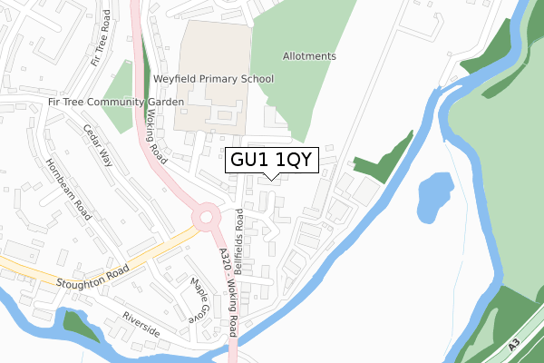 GU1 1QY map - large scale - OS Open Zoomstack (Ordnance Survey)