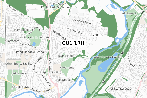 GU1 1RH map - small scale - OS Open Zoomstack (Ordnance Survey)