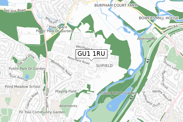 GU1 1RU map - small scale - OS Open Zoomstack (Ordnance Survey)