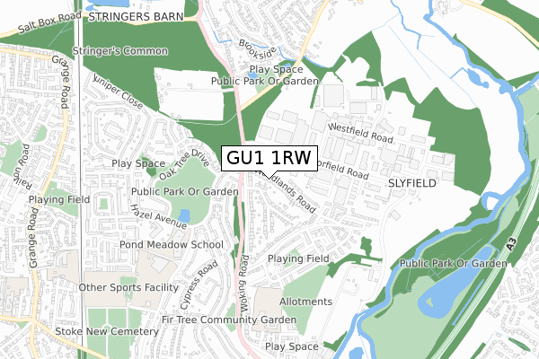 GU1 1RW map - small scale - OS Open Zoomstack (Ordnance Survey)