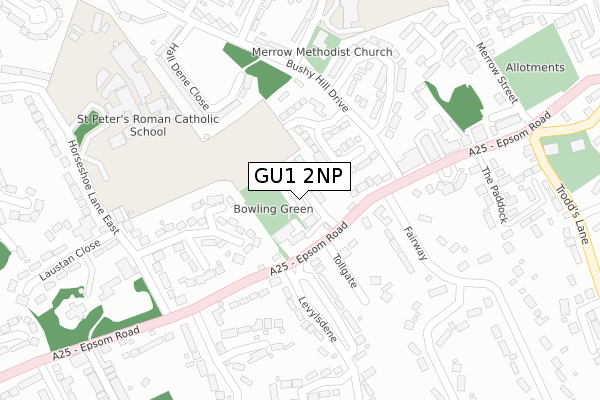 GU1 2NP map - large scale - OS Open Zoomstack (Ordnance Survey)