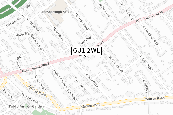 GU1 2WL map - large scale - OS Open Zoomstack (Ordnance Survey)