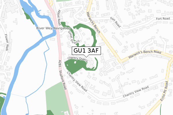 GU1 3AF map - large scale - OS Open Zoomstack (Ordnance Survey)