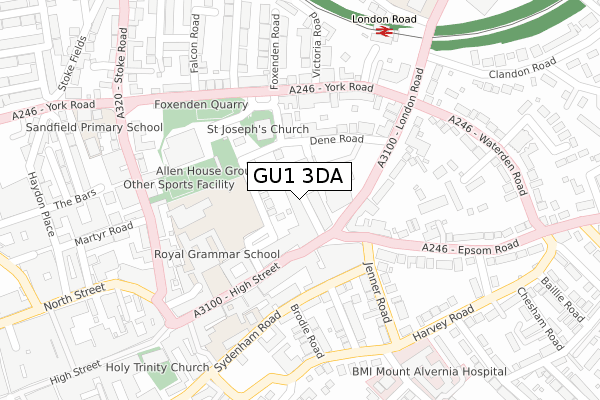 GU1 3DA map - large scale - OS Open Zoomstack (Ordnance Survey)