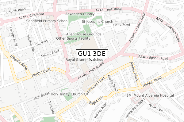 GU1 3DE map - large scale - OS Open Zoomstack (Ordnance Survey) GU1 3DE map - large scale - OS Open Zoomstack (Ordnance Survey)