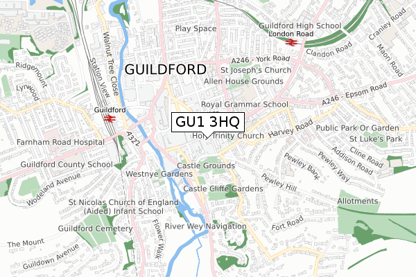 GU1 3HQ map - small scale - OS Open Zoomstack (Ordnance Survey)