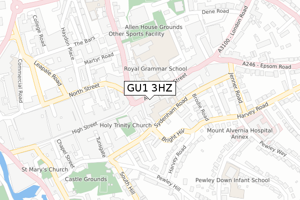 GU1 3HZ map - large scale - OS Open Zoomstack (Ordnance Survey)