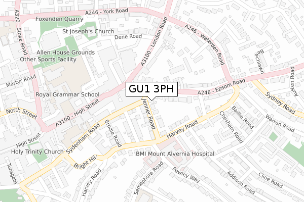 GU1 3PH map - large scale - OS Open Zoomstack (Ordnance Survey)