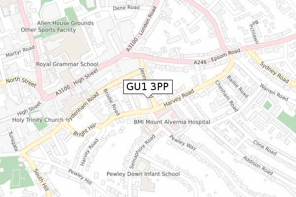 GU1 3PP map - large scale - OS Open Zoomstack (Ordnance Survey)