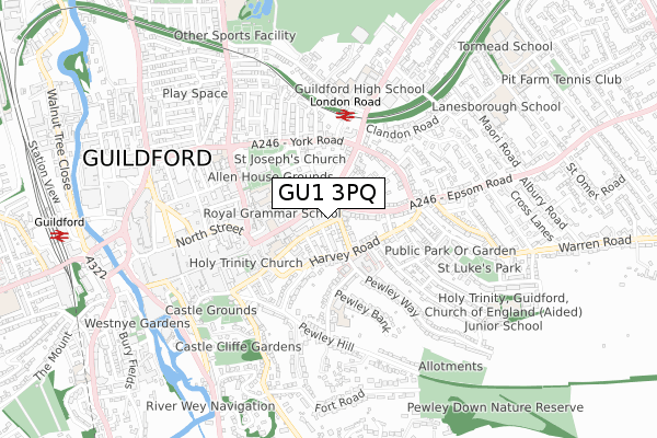 GU1 3PQ map - small scale - OS Open Zoomstack (Ordnance Survey)