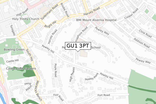 GU1 3PT map - large scale - OS Open Zoomstack (Ordnance Survey)