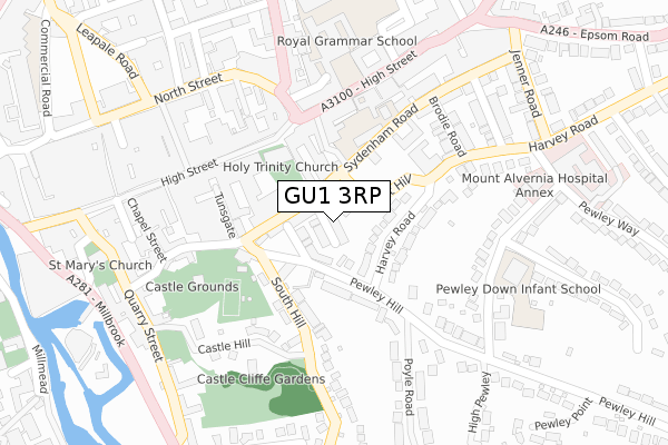 GU1 3RP map - large scale - OS Open Zoomstack (Ordnance Survey)