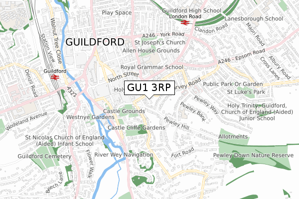 GU1 3RP map - small scale - OS Open Zoomstack (Ordnance Survey)