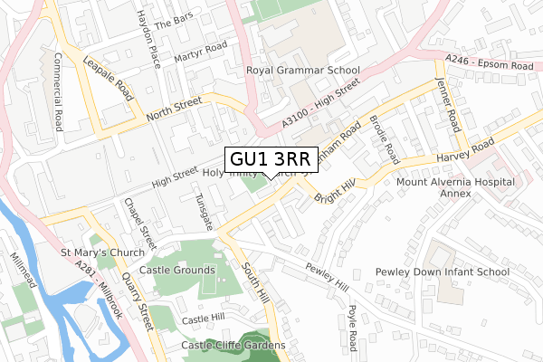 GU1 3RR map - large scale - OS Open Zoomstack (Ordnance Survey)