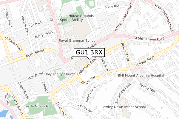 GU1 3RX map - large scale - OS Open Zoomstack (Ordnance Survey)