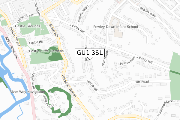 GU1 3SL map - large scale - OS Open Zoomstack (Ordnance Survey)