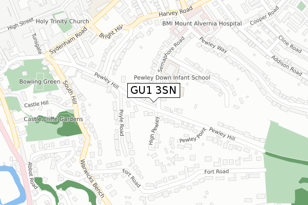 GU1 3SN map - large scale - OS Open Zoomstack (Ordnance Survey)