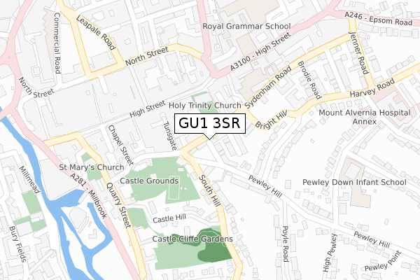 GU1 3SR map - large scale - OS Open Zoomstack (Ordnance Survey) GU1 3SR map - large scale - OS Open Zoomstack (Ordnance Survey)