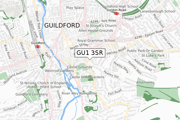 GU1 3SR map - small scale - OS Open Zoomstack (Ordnance Survey) GU1 3SR map - small scale - OS Open Zoomstack (Ordnance Survey)