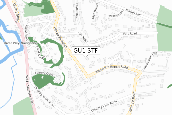 GU1 3TF map - large scale - OS Open Zoomstack (Ordnance Survey)