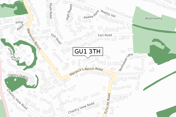 GU1 3TH map - large scale - OS Open Zoomstack (Ordnance Survey)