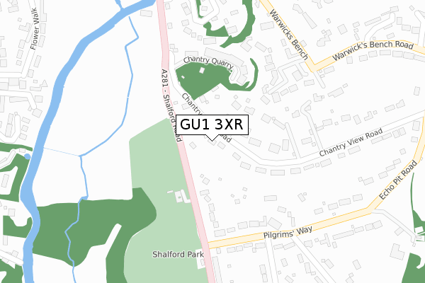 GU1 3XR map - large scale - OS Open Zoomstack (Ordnance Survey)