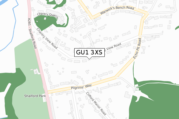 GU1 3XS map - large scale - OS Open Zoomstack (Ordnance Survey)