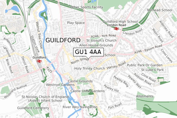 GU1 4AA map - small scale - OS Open Zoomstack (Ordnance Survey) GU1 4AA map - small scale - OS Open Zoomstack (Ordnance Survey)