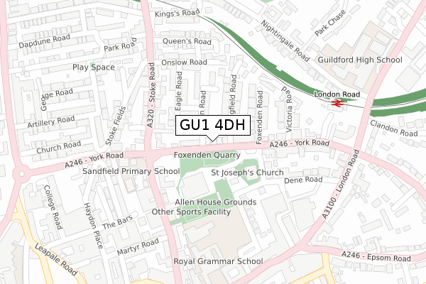 GU1 4DH map - large scale - OS Open Zoomstack (Ordnance Survey)