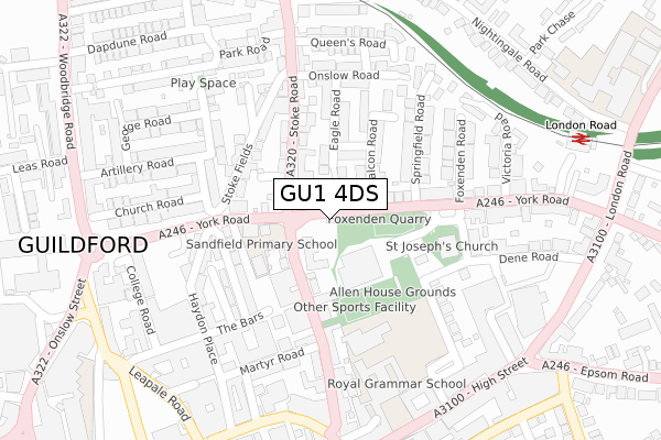 GU1 4DS map - large scale - OS Open Zoomstack (Ordnance Survey) GU1 4DS map - large scale - OS Open Zoomstack (Ordnance Survey)