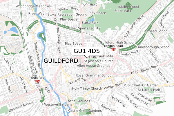 GU1 4DS map - small scale - OS Open Zoomstack (Ordnance Survey) GU1 4DS map - small scale - OS Open Zoomstack (Ordnance Survey)