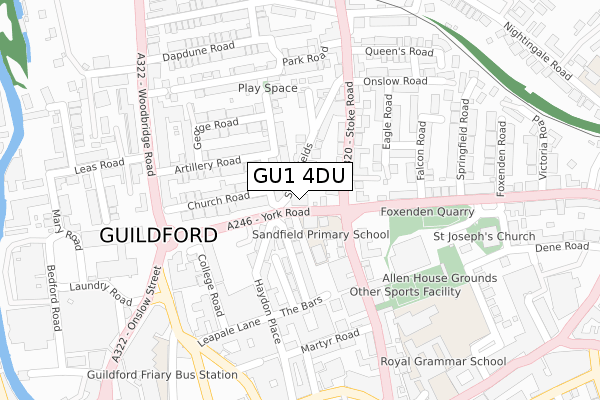GU1 4DU map - large scale - OS Open Zoomstack (Ordnance Survey) GU1 4DU map - large scale - OS Open Zoomstack (Ordnance Survey)
