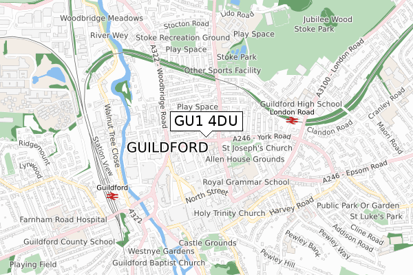 GU1 4DU map - small scale - OS Open Zoomstack (Ordnance Survey) GU1 4DU map - small scale - OS Open Zoomstack (Ordnance Survey)