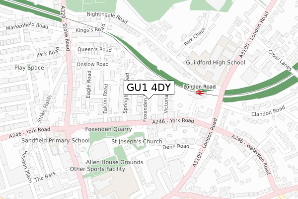 GU1 4DY map - large scale - OS Open Zoomstack (Ordnance Survey)