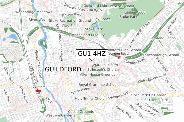 GU1 4HZ map - small scale - OS Open Zoomstack (Ordnance Survey) GU1 4HZ map - small scale - OS Open Zoomstack (Ordnance Survey)