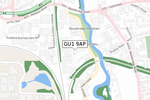 GU1 9AP map - large scale - OS Open Zoomstack (Ordnance Survey)