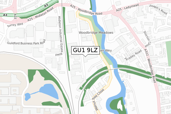 GU1 9LZ map - large scale - OS Open Zoomstack (Ordnance Survey)