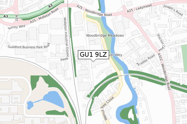 GU1 9LZ map - large scale - OS Open Zoomstack (Ordnance Survey) GU1 9LZ map - large scale - OS Open Zoomstack (Ordnance Survey)