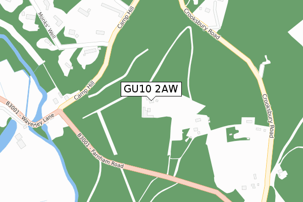 GU10 2AW map - large scale - OS Open Zoomstack (Ordnance Survey)