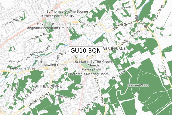 GU10 3QN map - small scale - OS Open Zoomstack (Ordnance Survey)