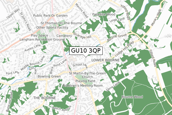 GU10 3QP map - small scale - OS Open Zoomstack (Ordnance Survey)