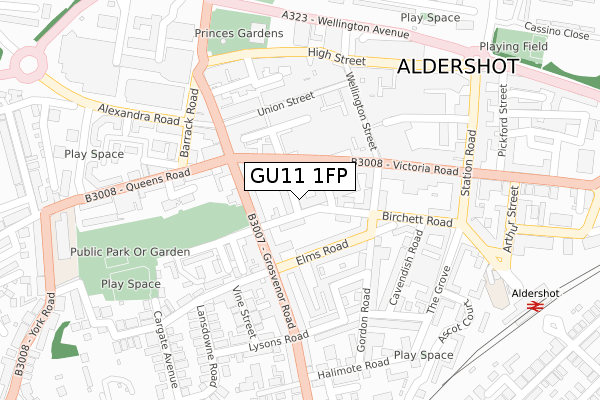 GU11 1FP map - large scale - OS Open Zoomstack (Ordnance Survey)