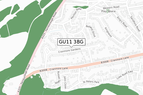 GU11 3BG map - large scale - OS Open Zoomstack (Ordnance Survey)