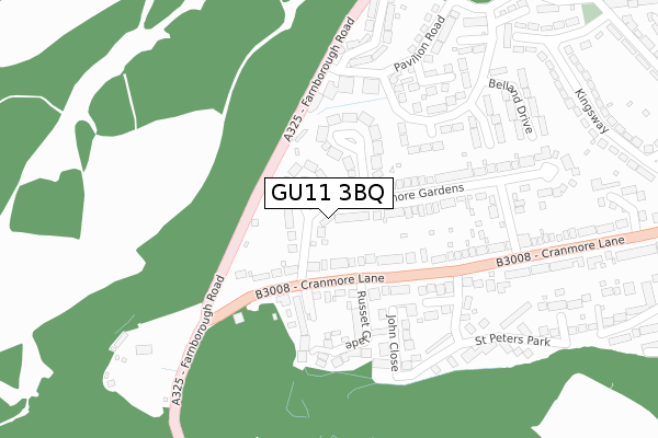 GU11 3BQ map - large scale - OS Open Zoomstack (Ordnance Survey)